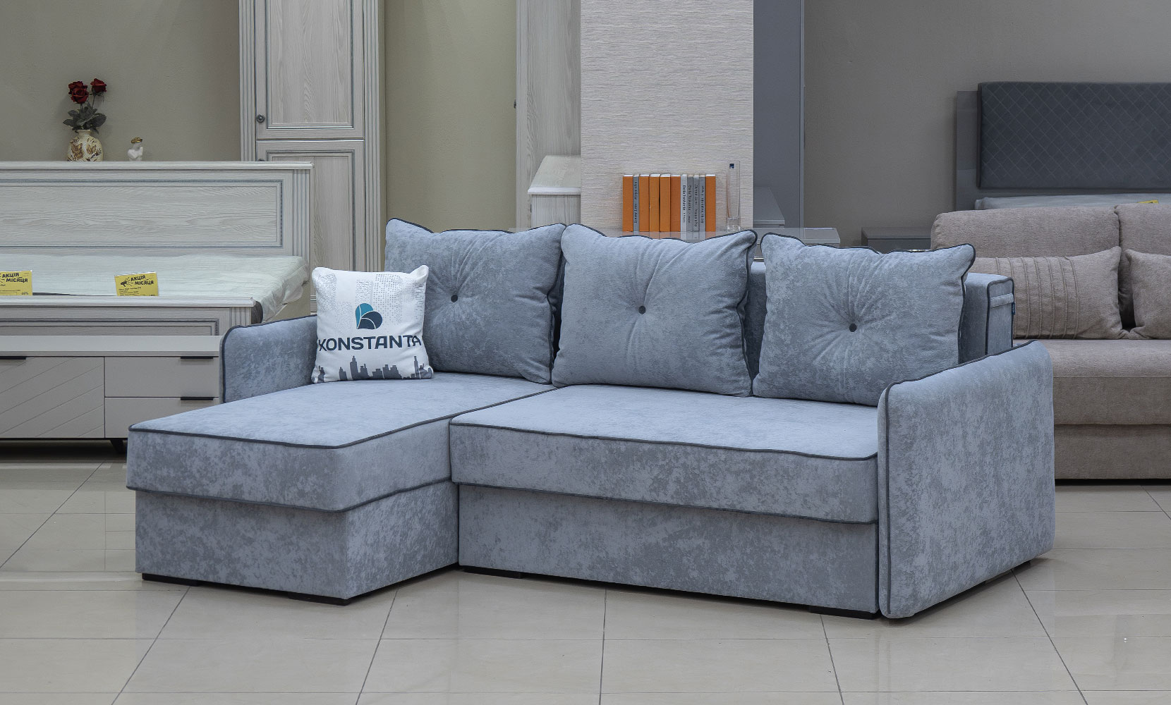 Кутовий диван Верона ЛВ(7) king 8 dove /11 grafit /горіх91 - фото 2