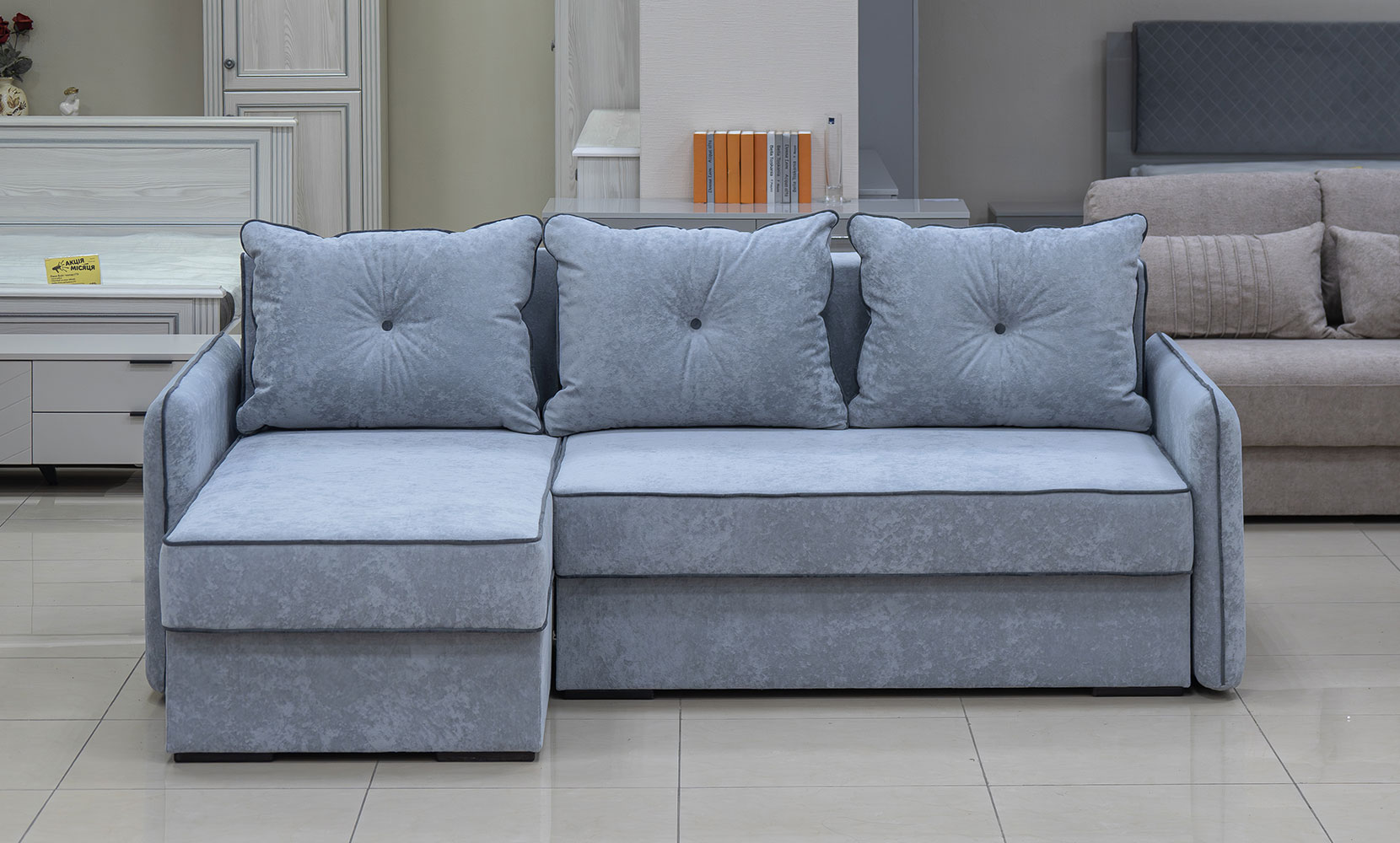 Кутовий диван Верона ЛВ(7) king 8 dove /11 grafit /горіх91 - фото 3