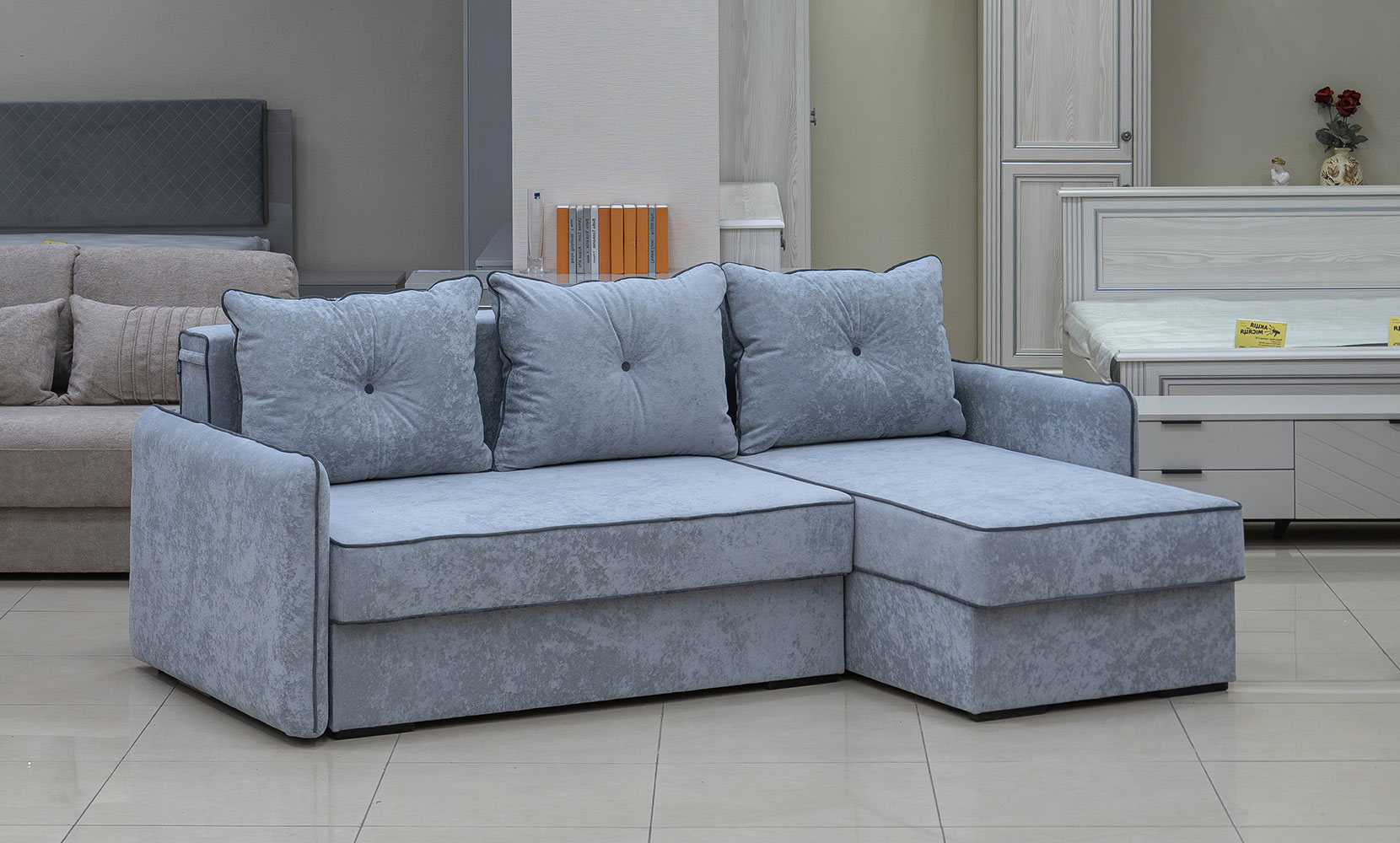 Кутовий диван Верона ПР(Г) king 8 dove/11 grafit/горіх91 - фото 2