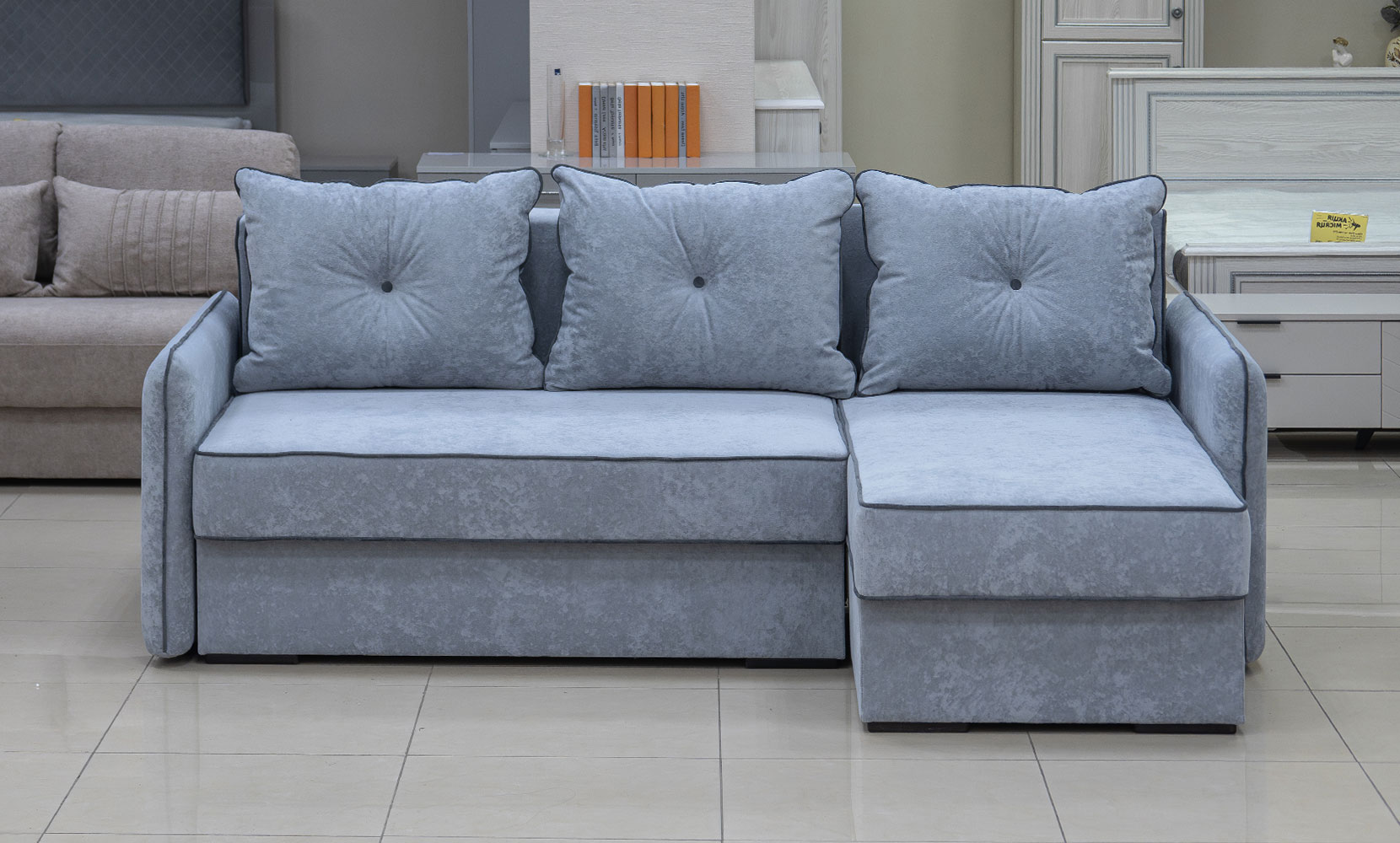 Кутовий диван Верона ПР(Г) king 8 dove/11 grafit/горіх91 - фото 3