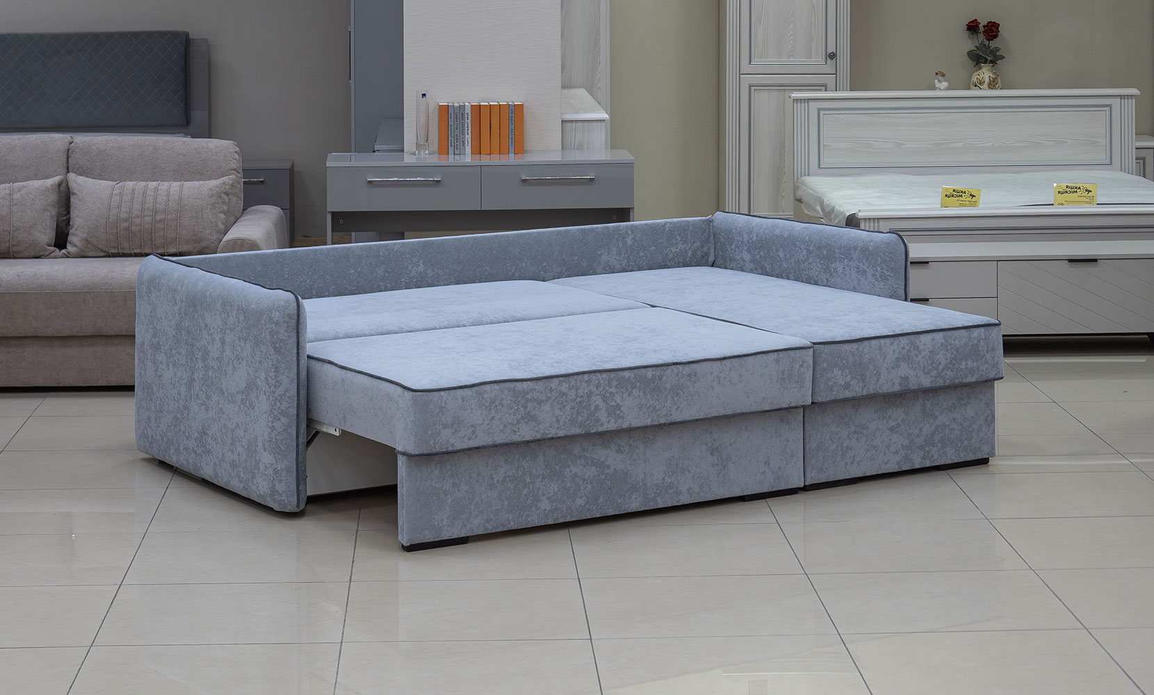 Кутовий диван Верона ПР(Г) king 8 dove/11 grafit/горіх91 - фото 4