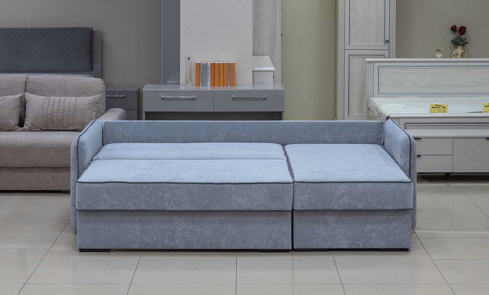 Кутовий диван Верона ПР(Г) king 8 dove/11 grafit/горіх91 - фото 6