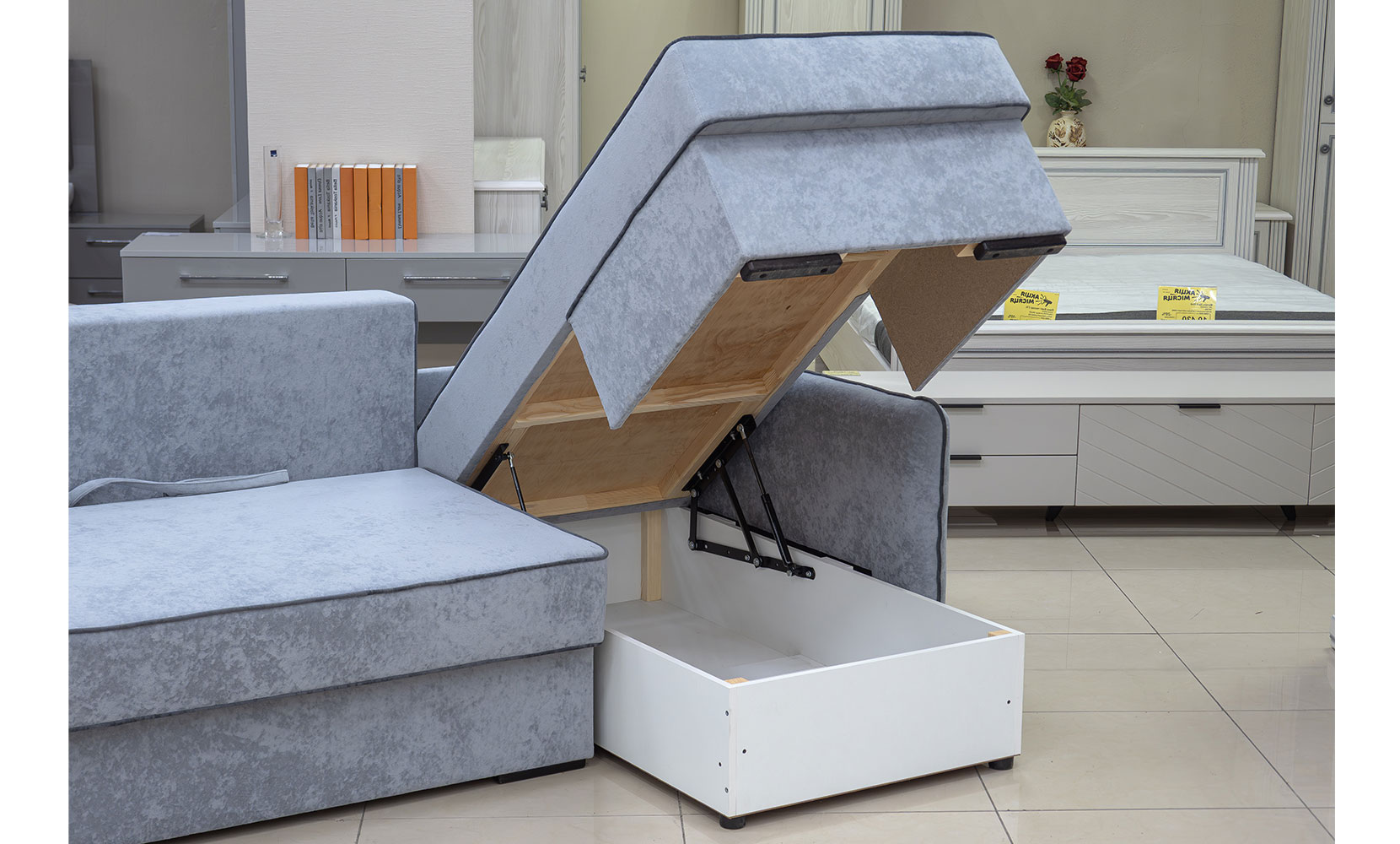 Кутовий диван Верона ПР(Г) king 8 dove/11 grafit/горіх91 - фото 7