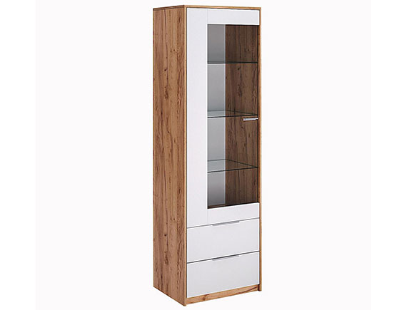 Вітрина Асті AS-111 сервант 1дв білий глянець/дуб крафт