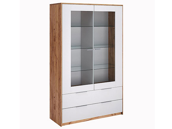 Вітрина Асті AS-112 Сервант 2дв. білий глянець/дуб крафт