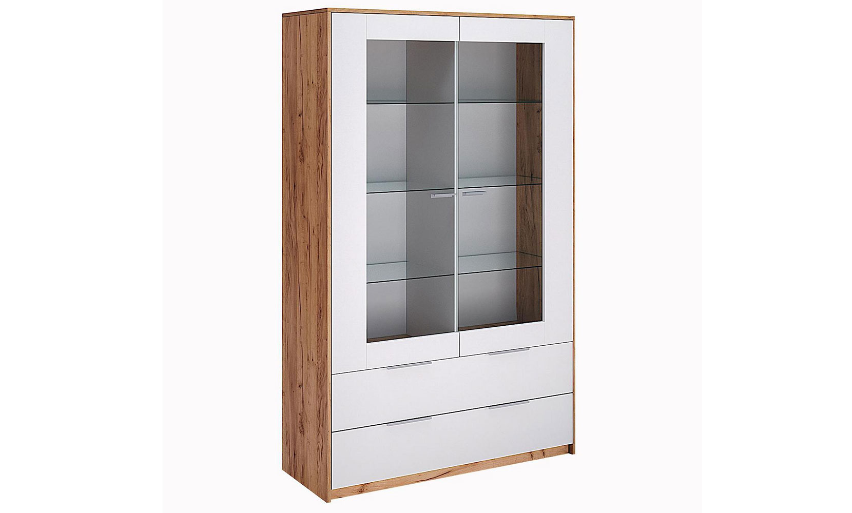 Вітрина Асті AS-112 сервант 2дв. білий глянець/дуб крафт - фото 1