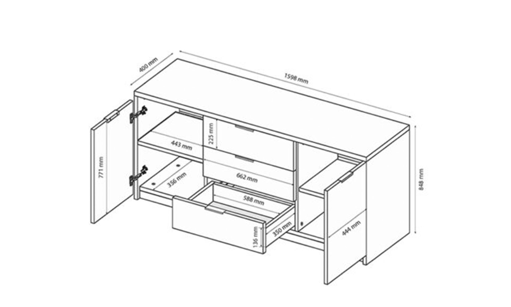 Комод Асті AS-167 комод 2дв3шх 1,6м білий глянець/дуб крафт - фото 5