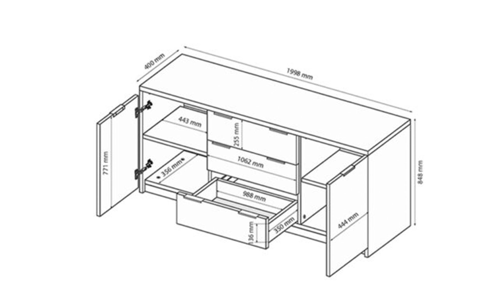 Комод Асті AS-168 комод 2дв3шх 2,0м білий глянець/дуб крафт - фото 3