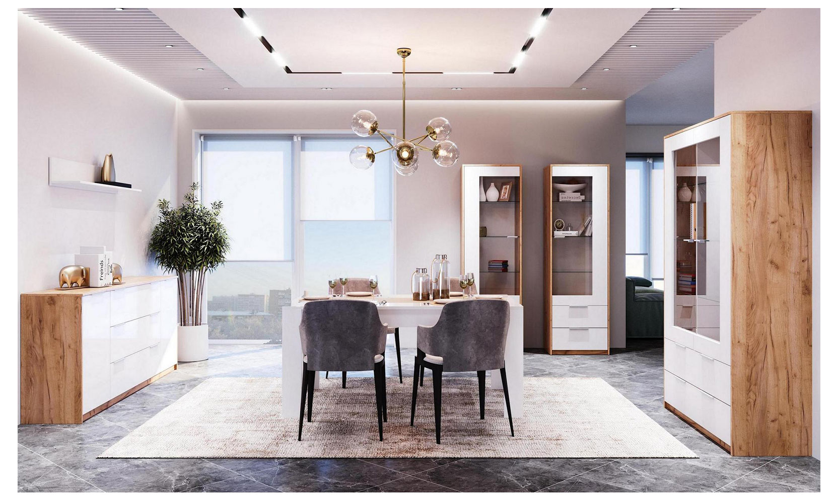 Кухонний стіл Асті AS-186 стіл столовий трансформер 150*90 білий глянець/дуб крафт - фото 2