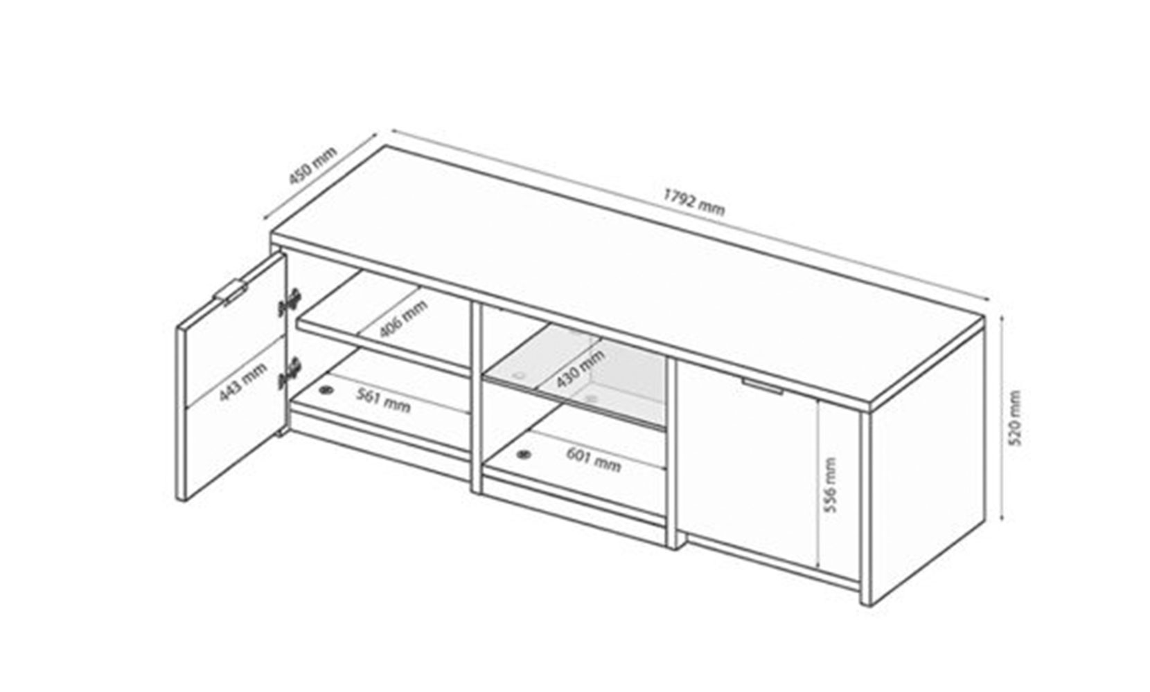 Тумба ТВ Асті AS-160 тумба ТВ білий глянець/дуб крафт - фото 2