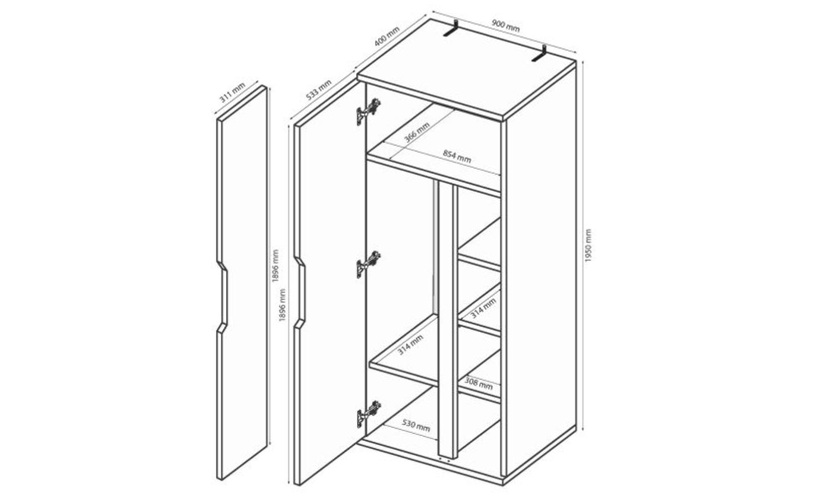 Шафа в прихожу Стелла SL-122 шафа 2дв глянець білий - фото 2