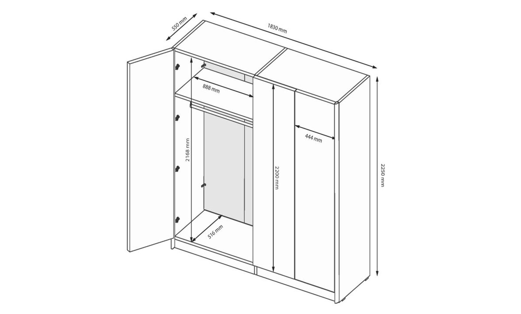 Шафа у спальню Белладжіо BD-24 шафа 4в б/дзеркал глянець білий - фото 2