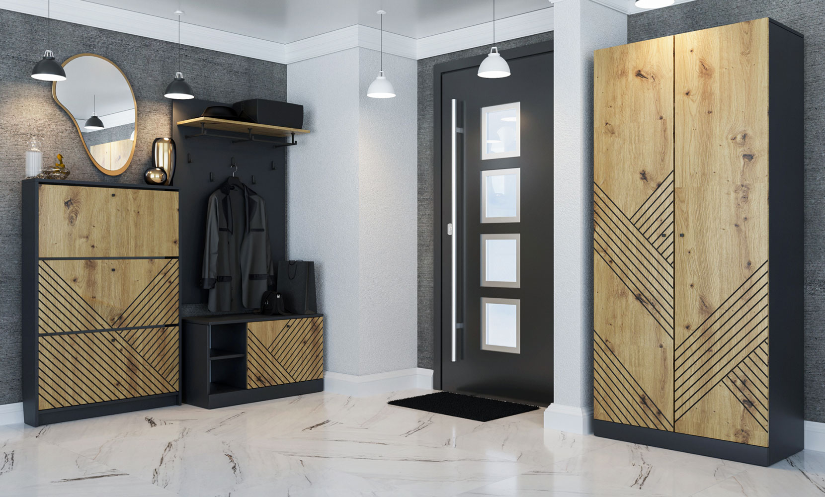 Тумба для взуття Брістоль тумба для взуття - 80/47/39 1Д антрацит/дуб артизан - фото 3