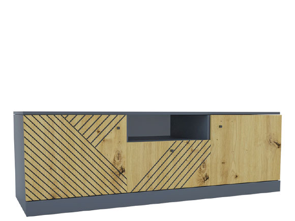 Тумба ТВ Брістоль 160/52/51 1Ш+2Д під TV антрацит/дуб артизан