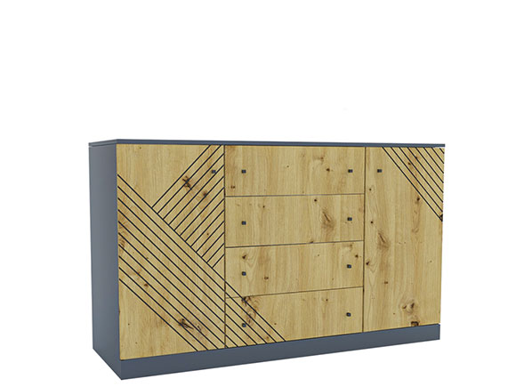 Комод Брістоль комод 150/90/51 4Ш+2Д антрацит/дуб артизан