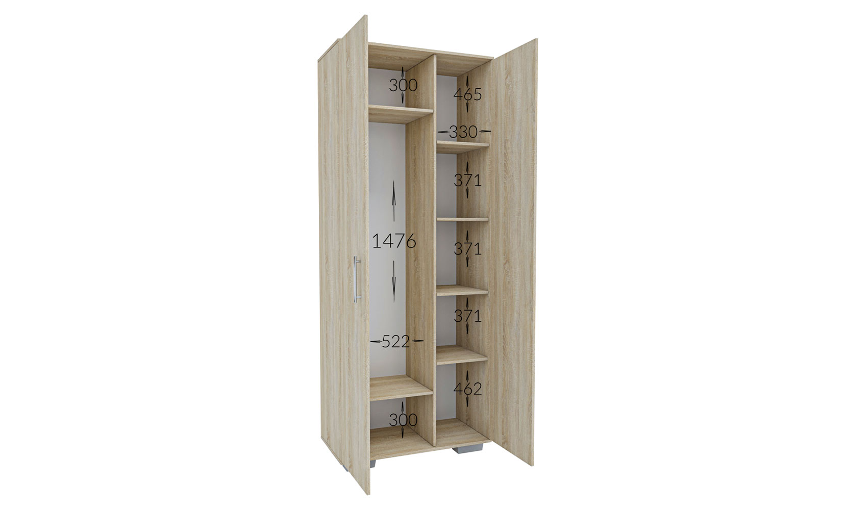 Шафа в прихожу Ніка пенал дводверний П-90/220/2Д дуб артизан - фото 2