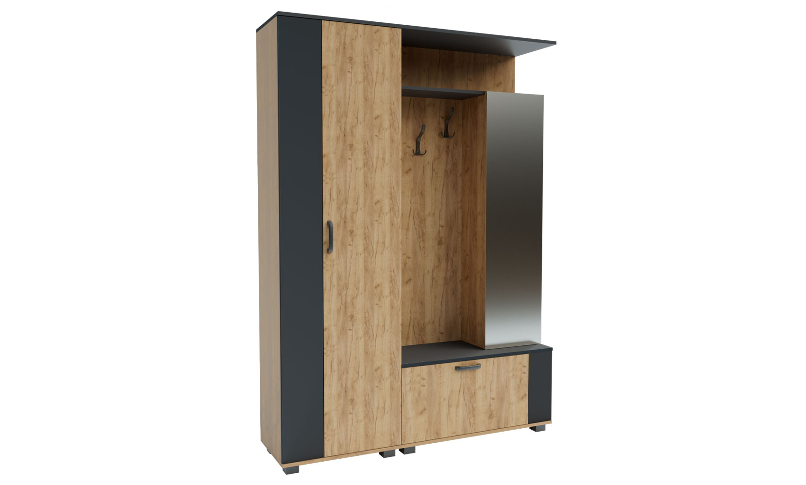 Готові рішення для прихожої Міра предпокій 1500/2094/400 дуб крафт золотий/сірий графіт - фото 1