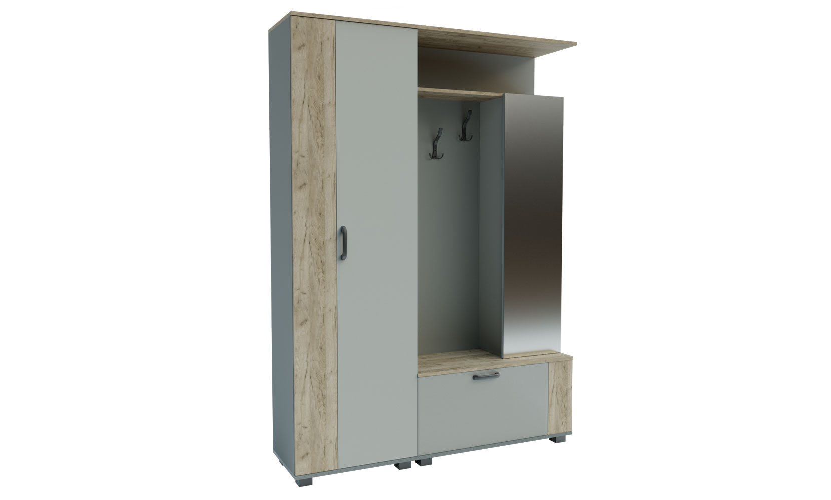 Готові рішення для прихожої Міра предпокій 1500/2094/400 шиншила грей/дуб крафт сірий - фото 1