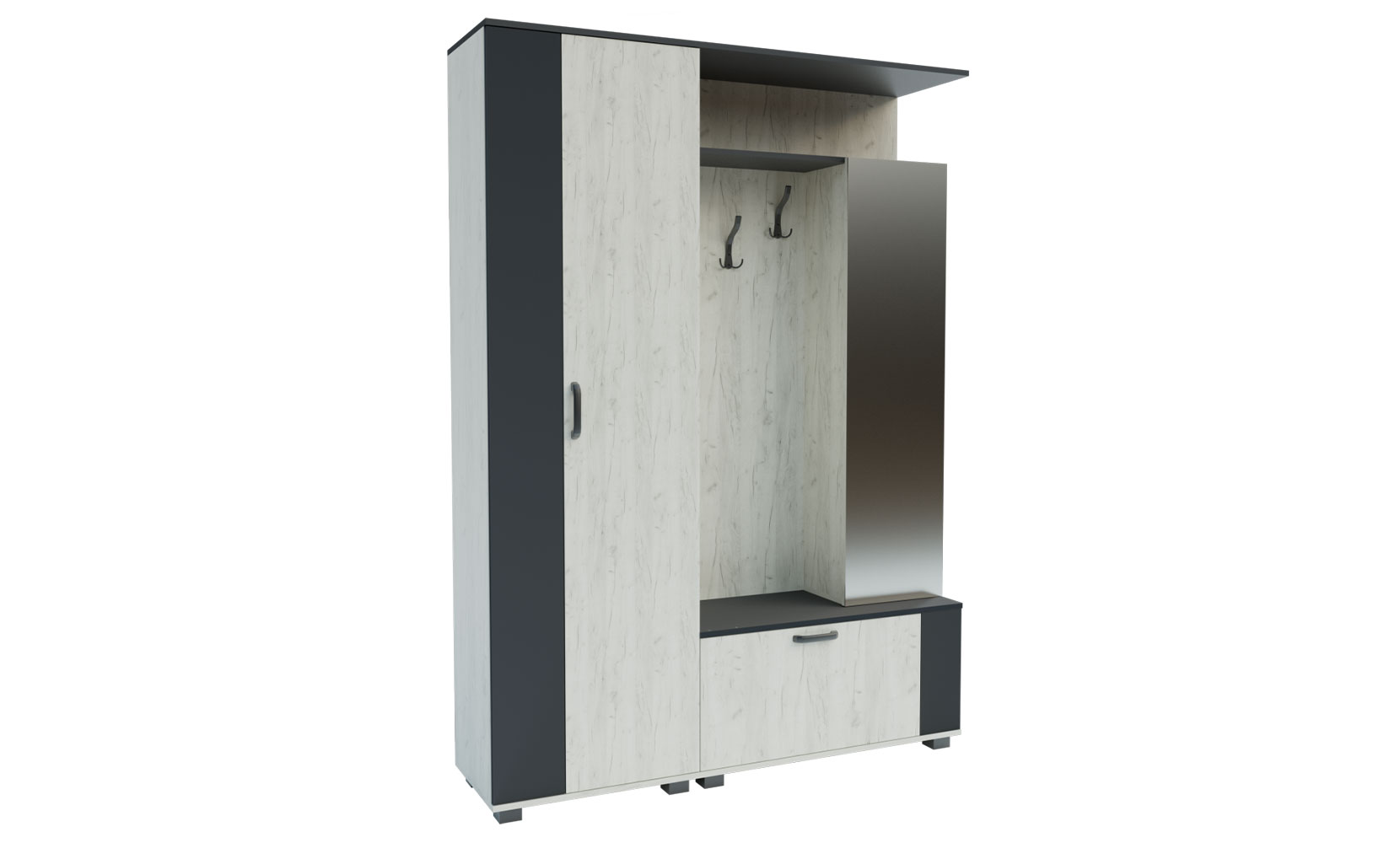 Готові рішення для прихожої Міра предпокій 1500/2094/400 дуб крафт білий/сірий графіт - фото 1