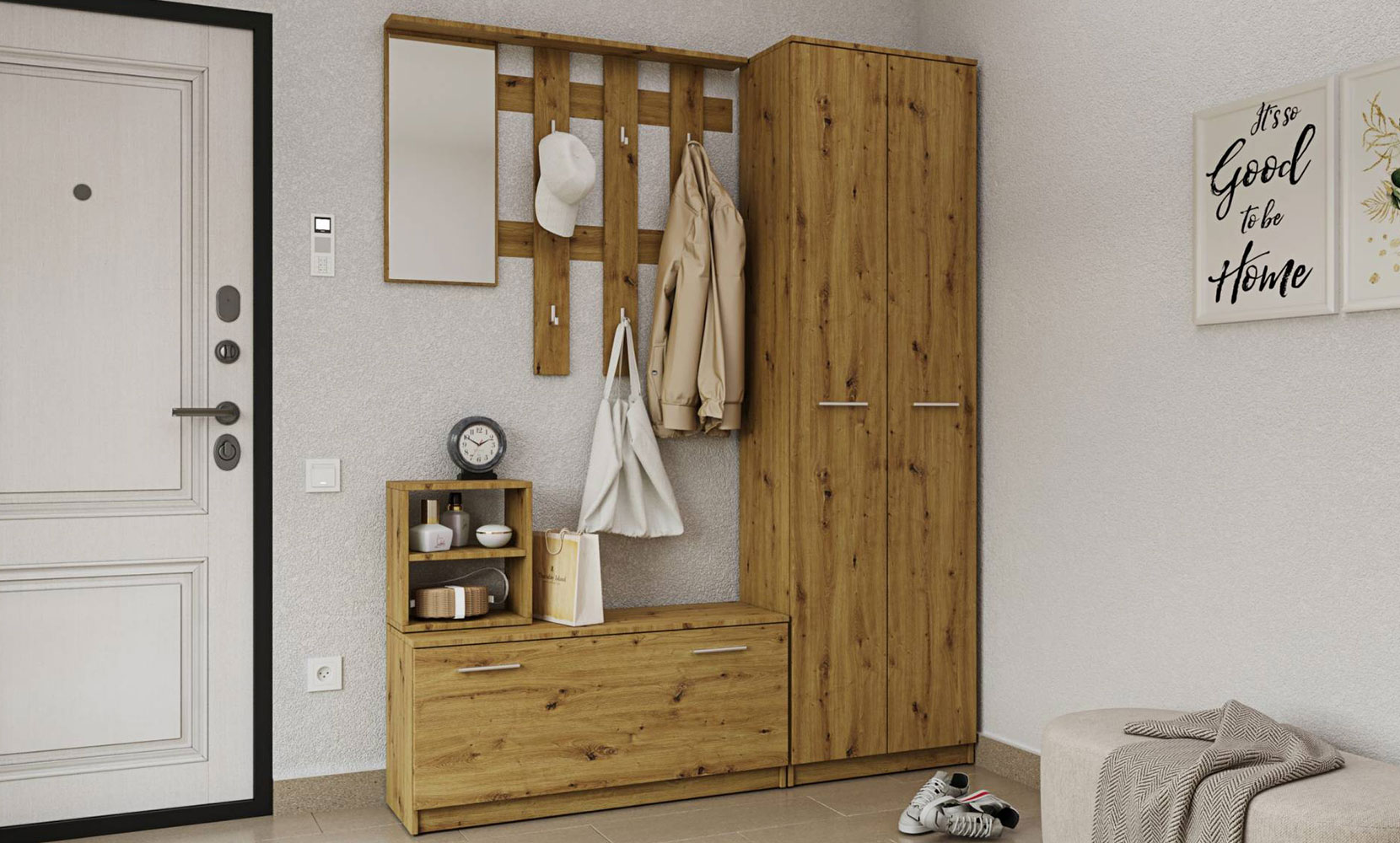 Тумба для взуття Reno II полиця 330/360/200 дуб артизан - фото 2