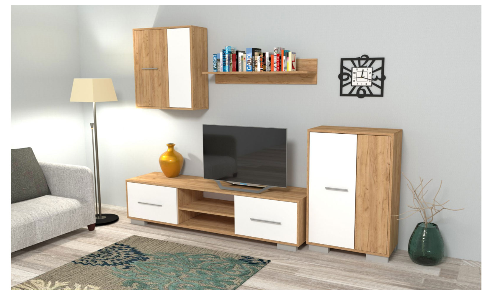 Комод Зета NEW Тумба нижня 600/890/300 дуб крафт золотий/німфея альба - фото 7