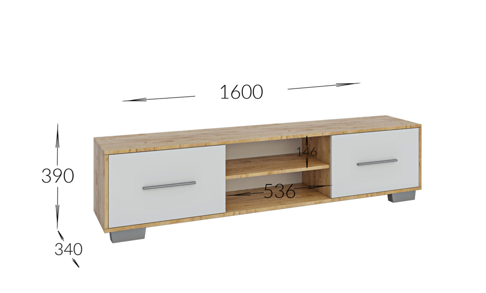 Тумба ТВ Зета NEW тумба-ТВ 1600/390/340 дуб крафт золотий/німфея альба - фото 2