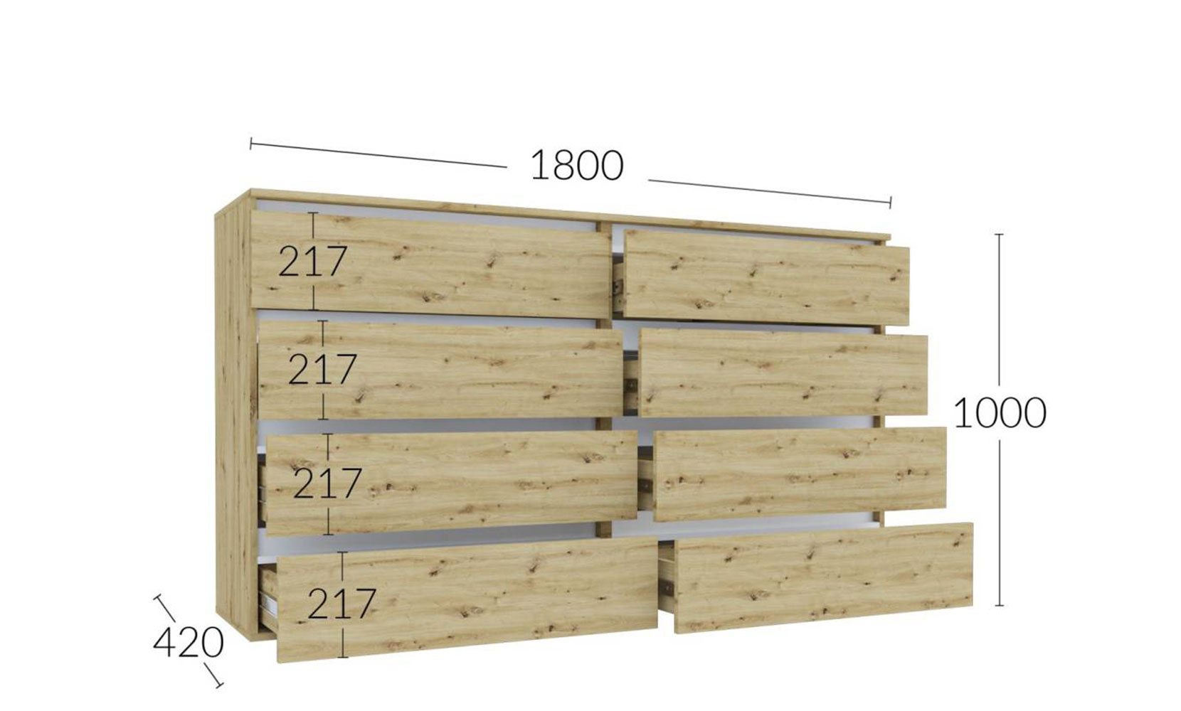 Комод Ідея комод К1000/1800/2*4Ш дуб артизан/німфея альба - фото 3