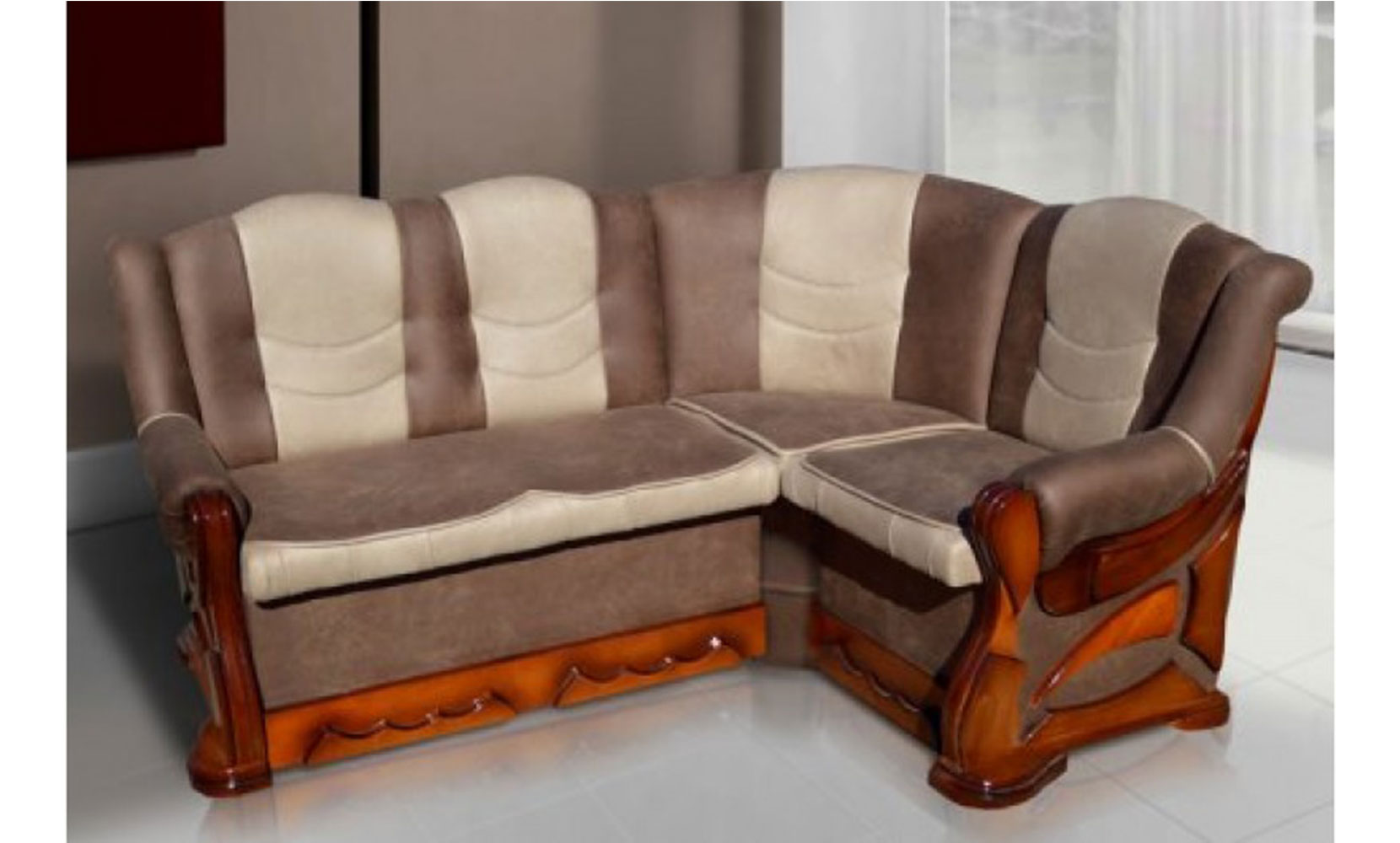 Кухонний куток Візит 175*130 розкладний brown+beige/горіх - фото 1