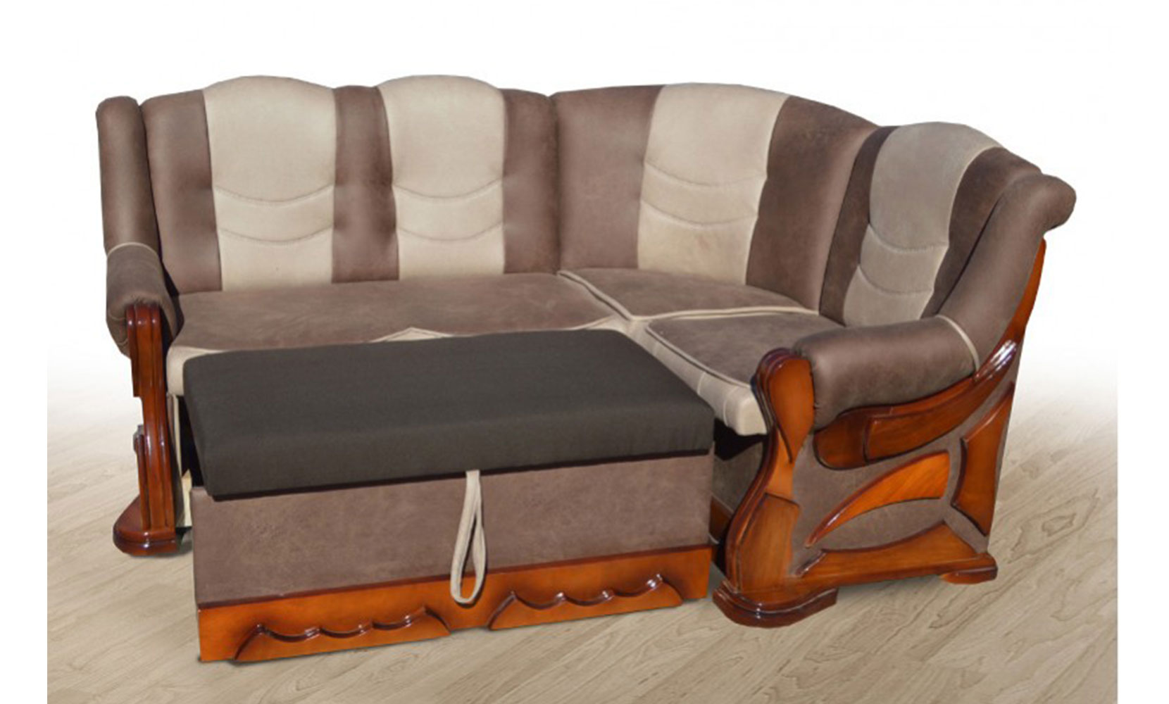 Кухонний куток Візит 175*130 розкладний brown+beige/горіх - фото 2