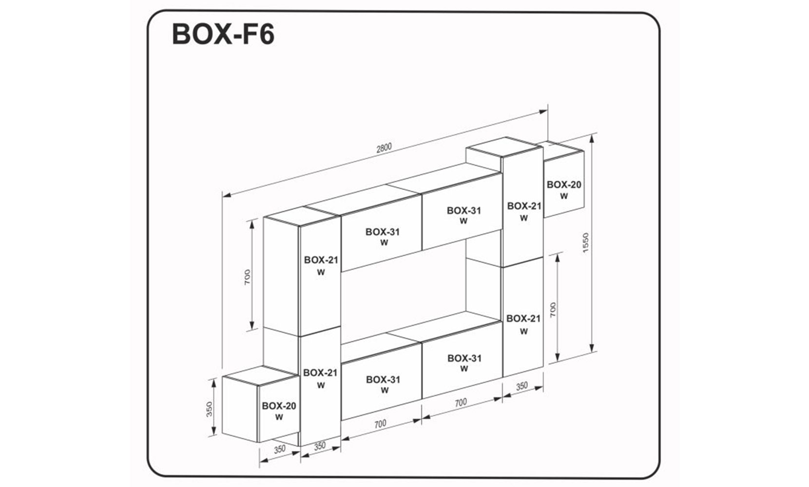 Готові рішення для вітальні Вітальний набір BOX F6 глянець білий - фото 2